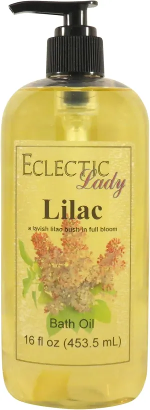 Eclectic Lady Lilac Bath Oil Scented Bath Oil - Relaxing & Moisturizing Bathing Oil - Fragrance Body Oil For Dry & Rough Sensitive Skin - Body Daily Nourishing Shower Oil (16 oz)