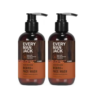 Every Man Jack Beard   Face Wash - Subtle Aged Bourbon Fragrance - Cleans and Helps Condition and Soften Your Beard and Skin Underneath - Naturally Derived with Aloe and Glycerin- 6.7 fl oz (2 Pack)