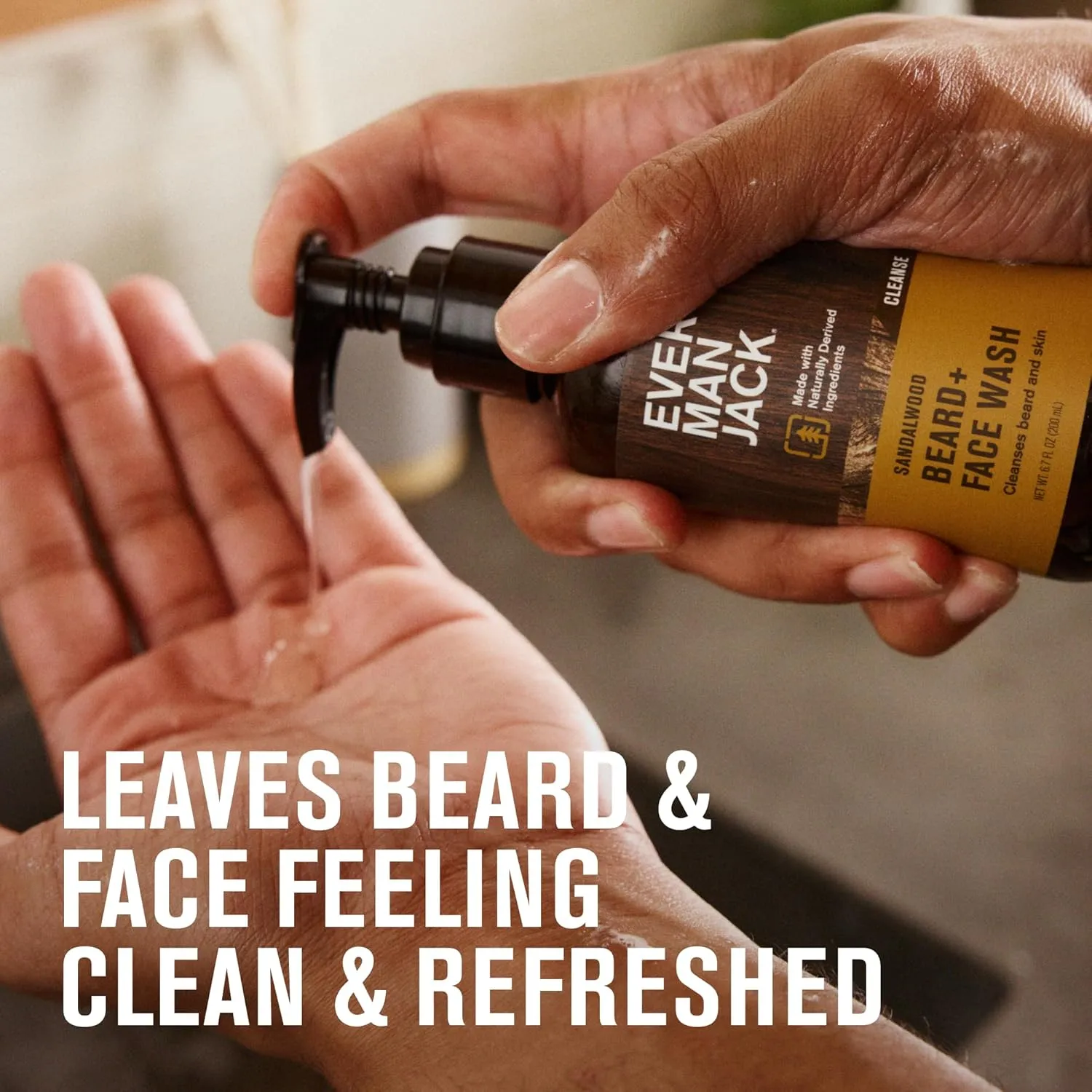 Every Man Jack Beard   Face Wash - Subtle Aged Bourbon Fragrance - Cleans and Helps Condition and Soften Your Beard and Skin Underneath - Naturally Derived with Aloe and Glycerin- 6.7 fl oz (2 Pack)