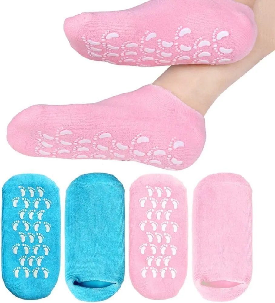 FEEXME Spa Gel Socks for Women and Men – Moisturizing and Repairing Silicone Socks for Cracked Heels,Dry Feet, and Callus Removal,Jojoba Oil, Vitamin E,Olive Oil Infused |Washable and Reusable