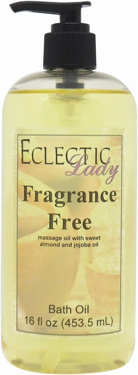 Fragrance Free Bath Oil by Eclectic Lady - Scented Bath Oil - Relaxing & Moisturizing Bathing Oil - Fragrance Body Oil For Dry & Rough Sensitive Skin - Body Daily Nourishing Shower Oil (16 oz)