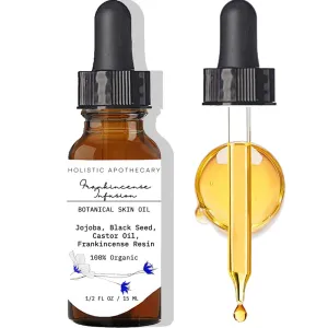 Frankincense Resin Infused Face Oil Organic, Black Seed, Castor, Jojoba Face Oil Anti Age Moisturizer Hydrating, Nourishing Miracle Oil Serum for Revitalized Radiant Skin