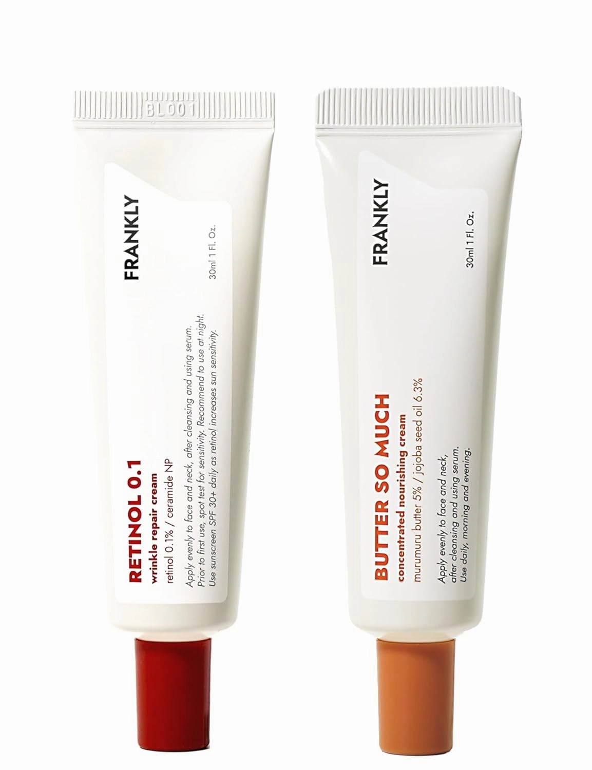 FRANKLY Skin Repair Duo: Retinol 0.1 Cream & Butter So Much Cream | Anti-Aging & Skin Turnover | Deep Moisturization | Vegan Butter, Jojoba Oil | Vegan & Curelty-Free | Korean Skincare Set