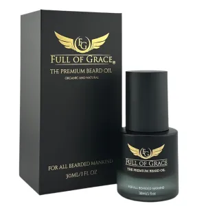 FULL OF GRACE Premium Beard Oil, Organic And Natural, With 22 Ingredients Including Argan, Jojoba, Abyssinian To Condition, Hydrate Beard And Moisturize Facial Skin | Fragrance: Oud | 30ml/1 fl oz