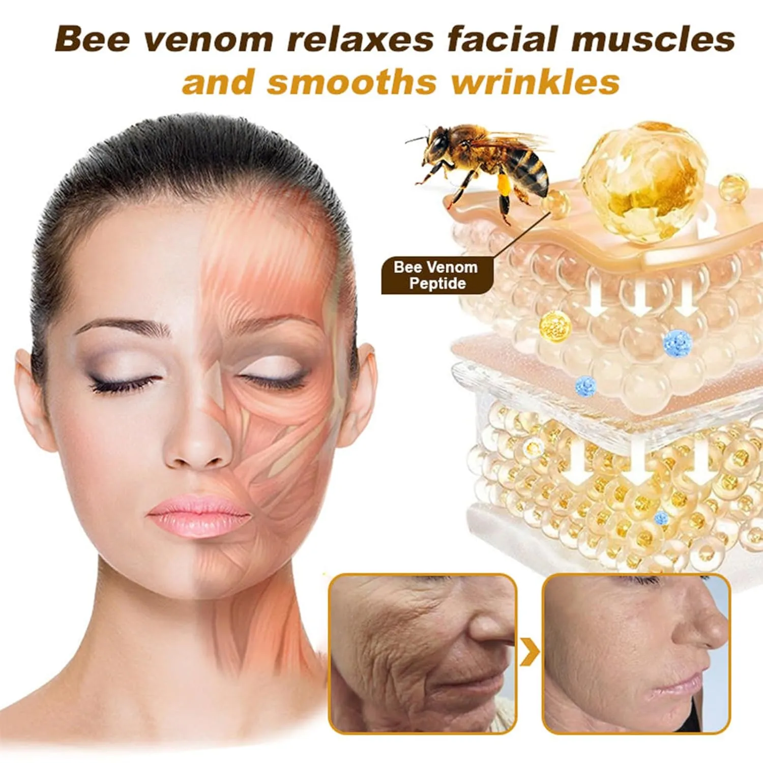 Furzero Botox Bee Venom Wrinkle Removal Cream, Bee Venom Anti-Wrinkle Firming Cream, Botox Bee Venom Cream, Moisturizing, Lifting & Recovery for All Skin Types（3 Pack）