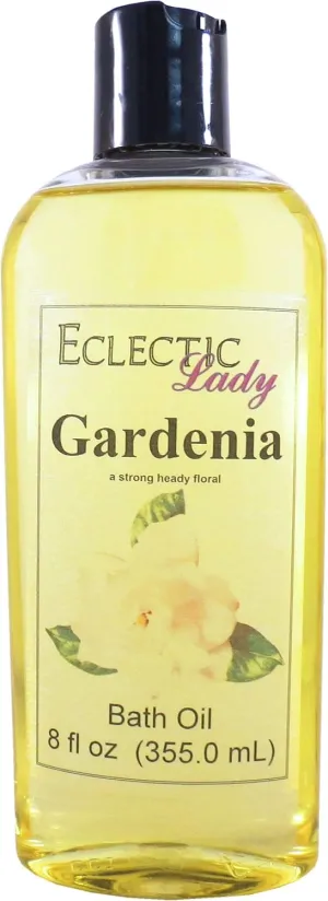 Gardenia Bath Oil by Eclectic Lady - Scented Bath Oil - Relaxing & Moisturizing Bathing Oil - Fragrance Body Oil For Dry & Rough Sensitive Skin - Body Daily Nourishing Shower Oil (8 oz)