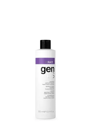 Genus Keratin Restructuring Shampoo - Enriched with Silk Proteins, Caviar and Collagen, Bestows Brilliance & Strength, Frizz Control, Suitable for Treated & Damaged Hair Types - 300ml