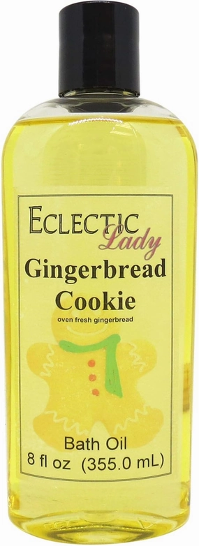 Gingerbread Cookie Bath Oil by Eclectic Lady - Scented Bath Oil - Relaxing & Moisturizing Bathing Oil - Fragrance Body Oil For Dry & Rough Sensitive Skin - Body Daily Nourishing Shower Oil (8 oz)