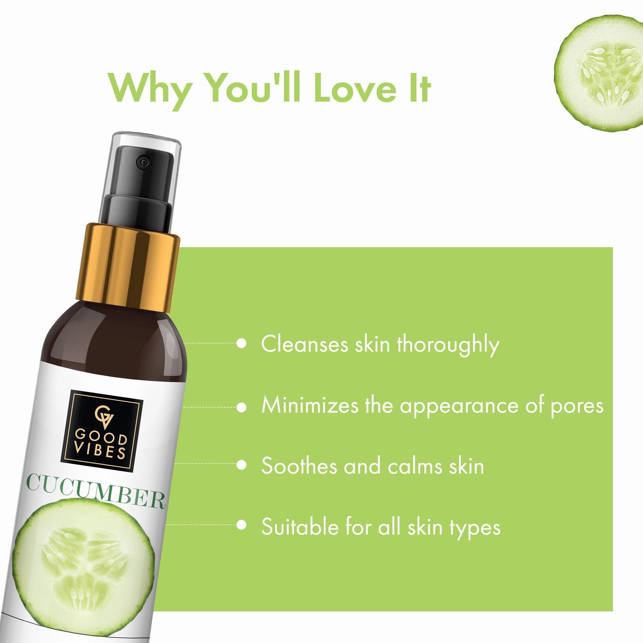 Good Vibes Cucumber Glow Toner | Hydrating, Minimizes Pores | With Liquorice | No Parabens, No Alcohol, No Sulphates, No Animal Testing (200 ml)