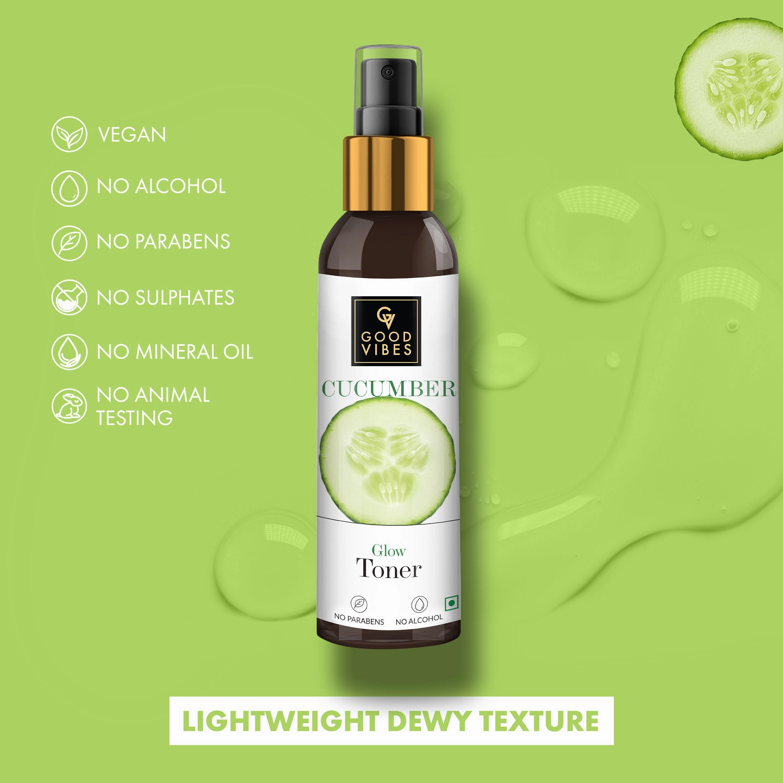 Good Vibes Cucumber Glow Toner | Hydrating, Minimizes Pores | With Liquorice | No Parabens, No Alcohol, No Sulphates, No Animal Testing (200 ml)