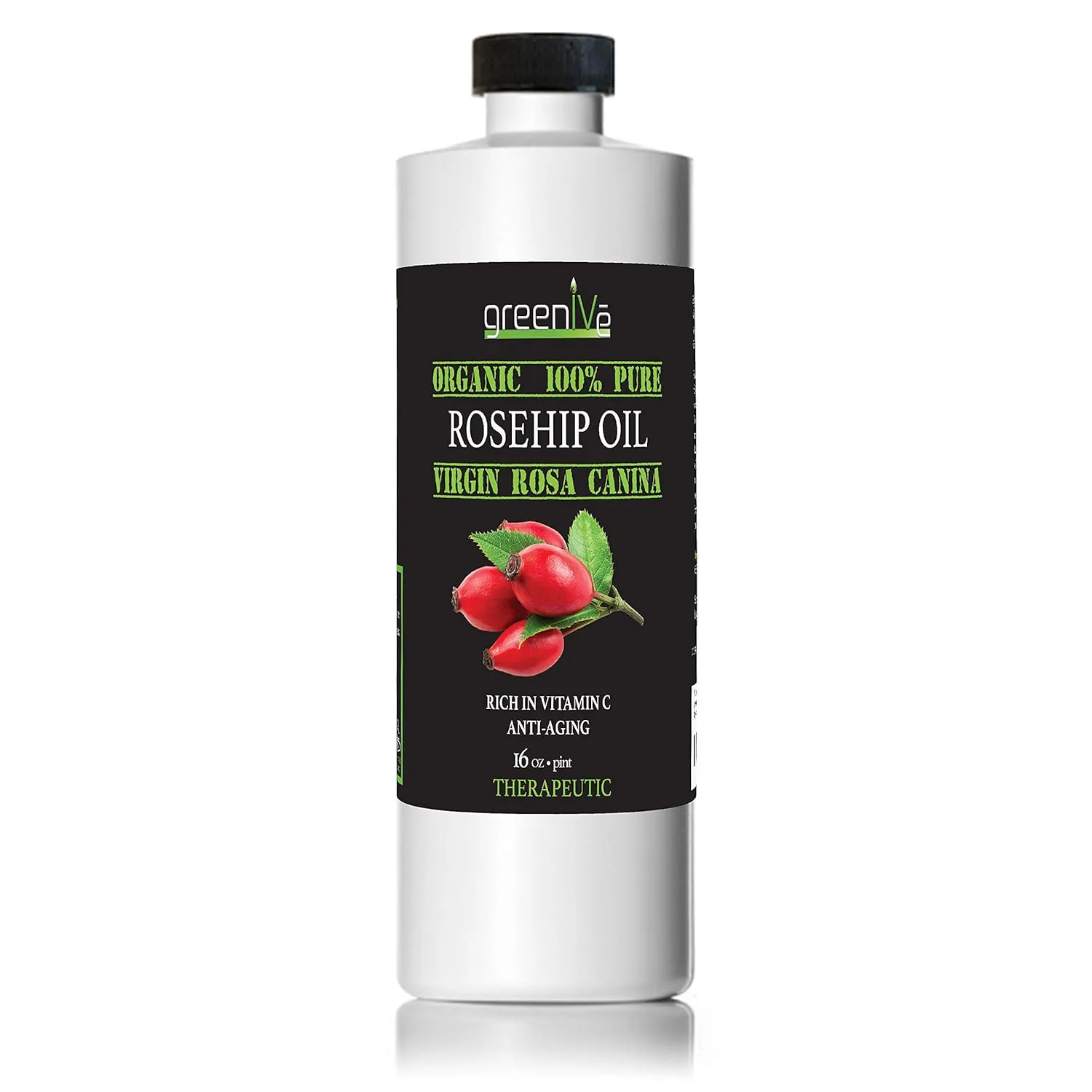 GreenIVe Organically Grown Rosehip Oil Rosa Canina 100% Pure Cold Pressed Virgin Oil Natural (16 Fl Oz)