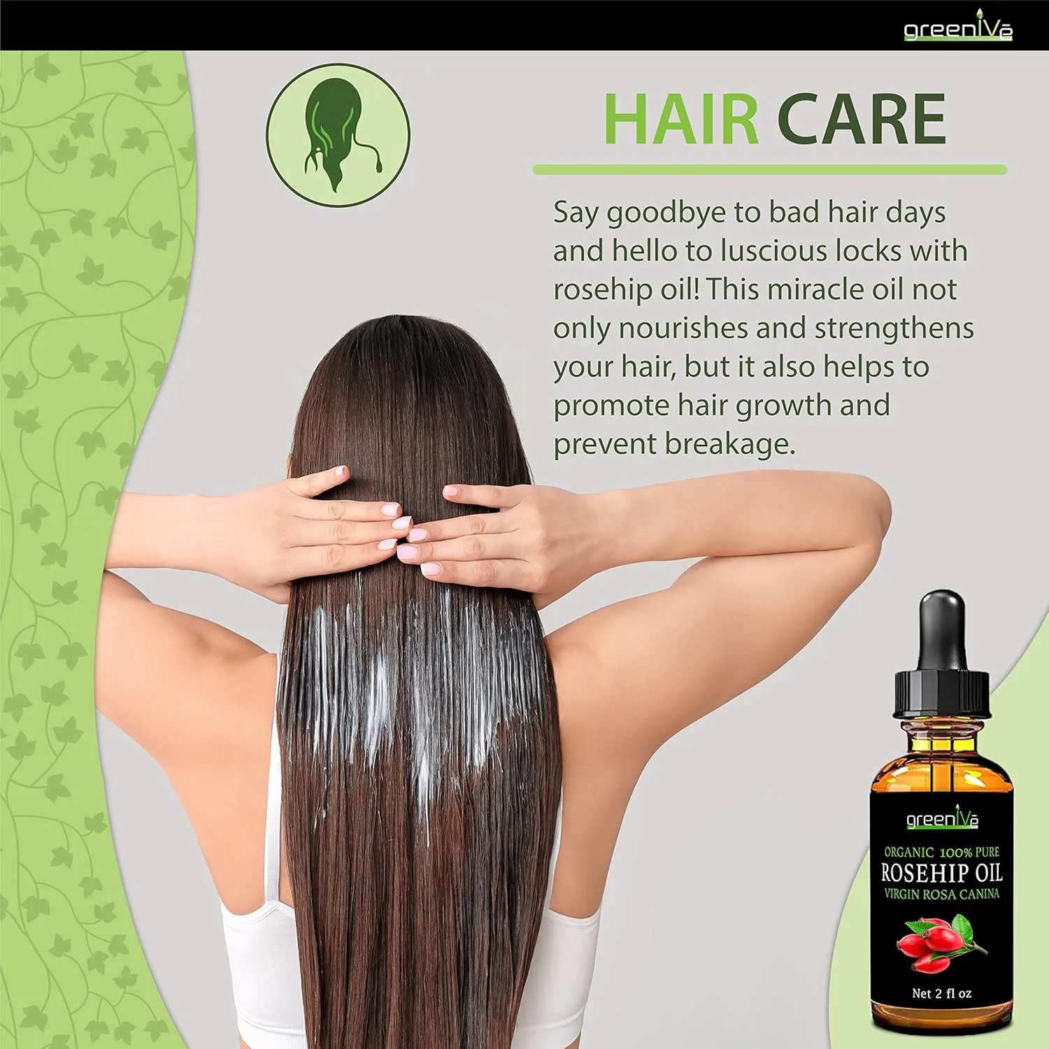 GreenIVe Organically Grown Rosehip Oil Rosa Canina 100% Pure Cold Pressed Virgin Oil Natural (16 Fl Oz)