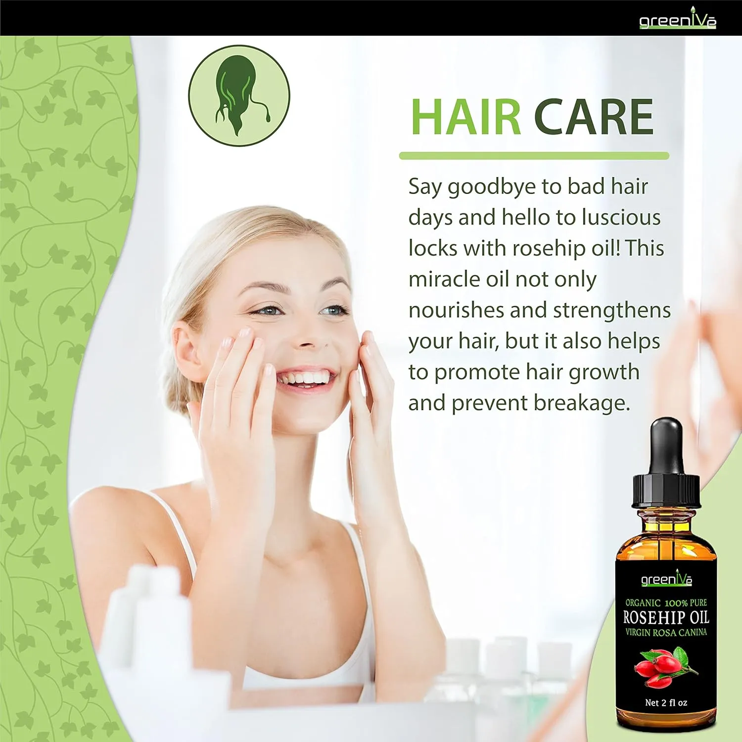 GreenIVe Rosehip Oil Rosa Canina 100% Pure Cold Pressed Virgin Oil Exclusively on Amazon (128 Fl Oz (1 Gallon))