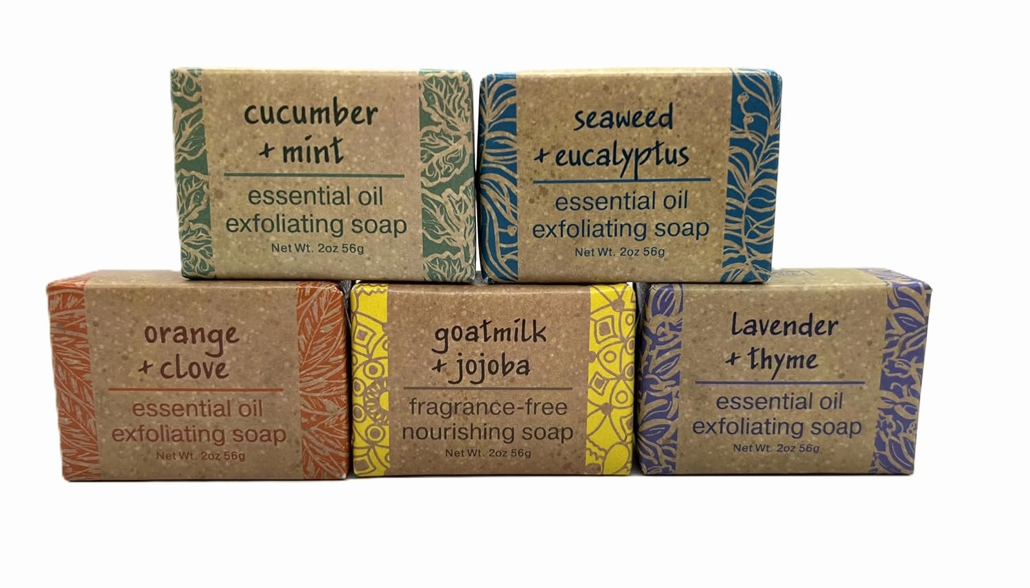 Greenwich Bay Soap Bundle, Five Bars of Hand Crafted 2 oz Soap from the Essential Oils Collection