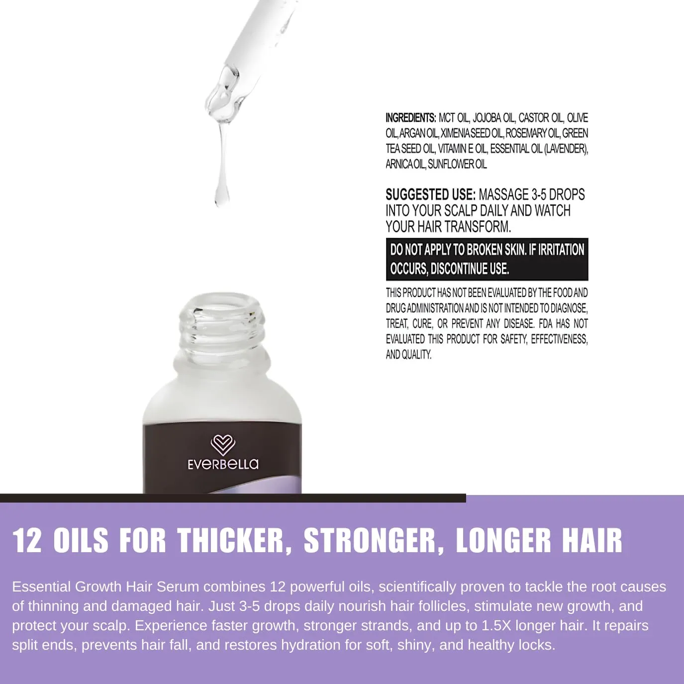 Hair Serum - 1oz, Professional Anti Frizz Smoothing Hair Serum Formula, Plant-Based Repair for Damaged Hair, Lightweight, Softens & Untangles All Hair Types (1 Oz, Lavander)