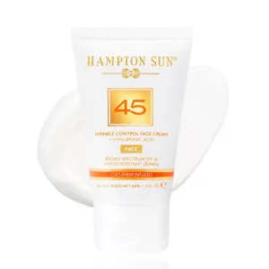 Hampton Sun SPF 45 Wrinkle Control Face Cream | Daily Moisturizer   Sunscreen | Plumps, Hydrates, Brightens with Hyaluronic Acid   Organic Cucumber Extract | Broad Spectrum | Glowy, Dewy Finish