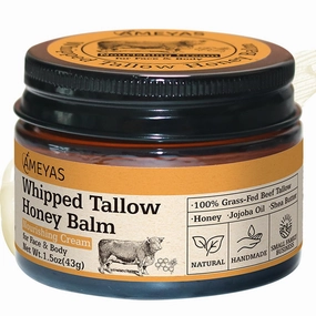 Handmade Whipped Tallow Balm with Shea Butter - 100% Grass Fed Beef Tallow for Skin Care Face Body - Whipped Moisturizer for Sensitive Skin for Eczema Rosacea Baby 1.5 oz