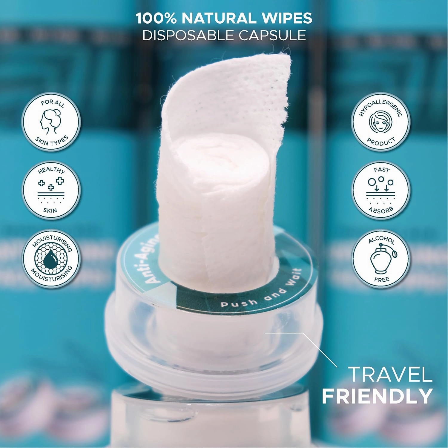 Handy Towel Anti-Aging Facial Care Wipes, Purifying Nourishing Face Care Wipes, Hyaluronic Acid Reducing Wrinkles Skin Care Towelettes, Facial Pores Clansing Moisturizing Hydrating Wipes, 8 Count