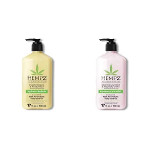 Hempz Body Lotions - Sweet Pineapple and Honey Melon 17oz & Grapefruit and Raspberry Crème Daily Moisturizing Creams