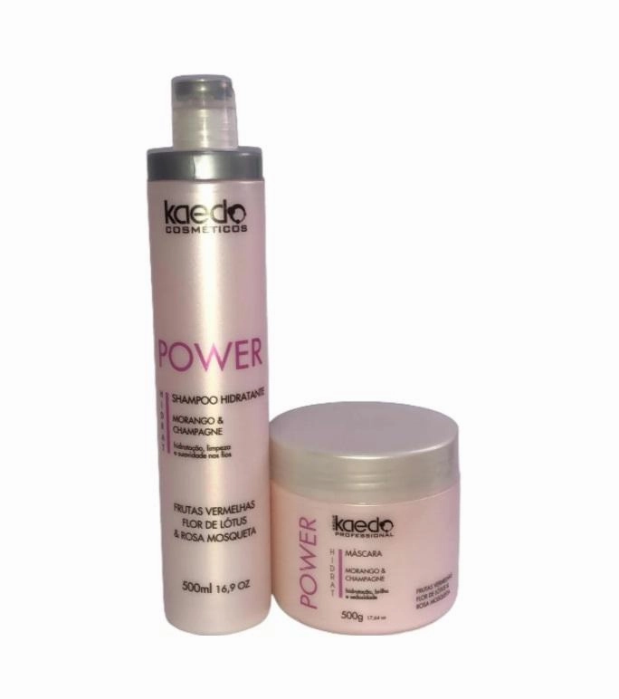 Hidrat Power Strawberry Champagne Lotus Rosa Mosqueta Hair Kit 2x500 - Kaedo