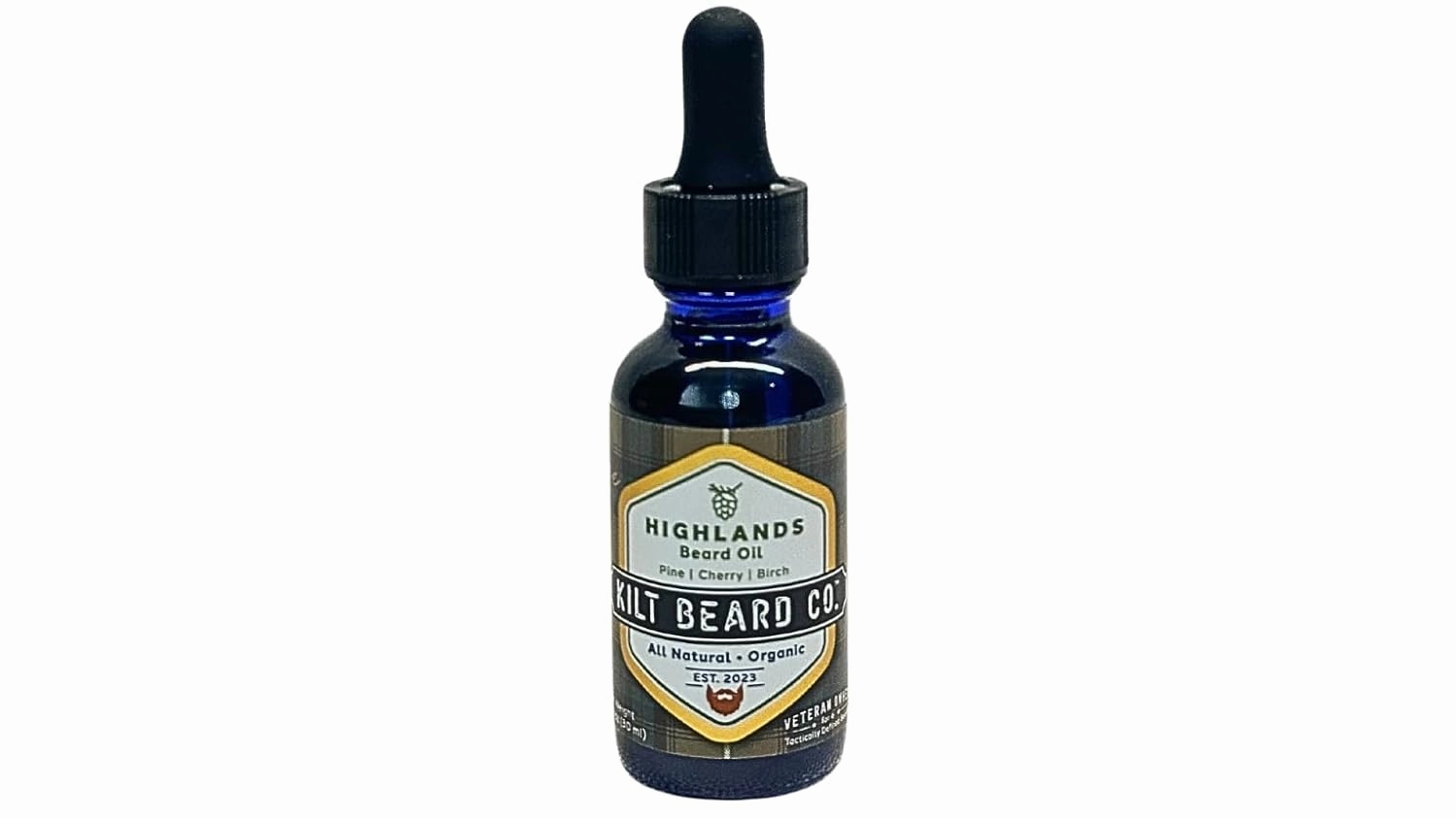 HIGHLANDS Beard Oil 1oz- Premium, organic, natural, jojoba, meadowfoam seed, pine, cherry, birch | Kilt Beard Co.
