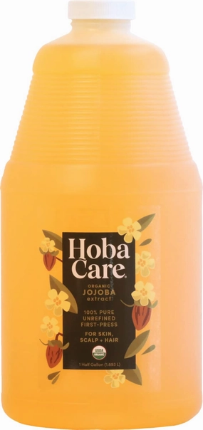 HobaCare Organic Jojoba Oil - 100% Pure, Unrefined Jojoba Oil for Skin & Nails - Moisturizing Body Oil & Face Moisturizer for Dry Skin - Natural Jojoba Oil for Hair & Beard Care (64 fl oz)