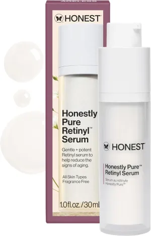 Honest Beauty Honestly Pure Nightly Retinyl Serum | Moisturizes, Exfoliates,   Reduces Fine Lines | Gentle for Sensitive Skin, Fragrance Free, Vegan | 1 fl oz