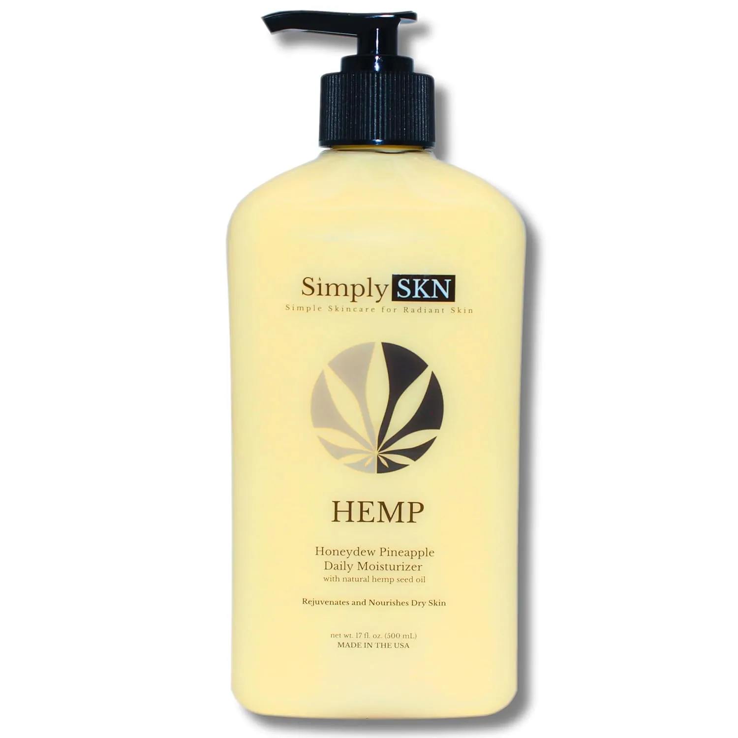 Honeydew Pineapple, Daily Moisturizing Hemp Body Lotion with Natural Hemp Seed Oil, Shea Butter and Jojoba Oil, Tropical Scent, 17 fl. oz, Made in USA