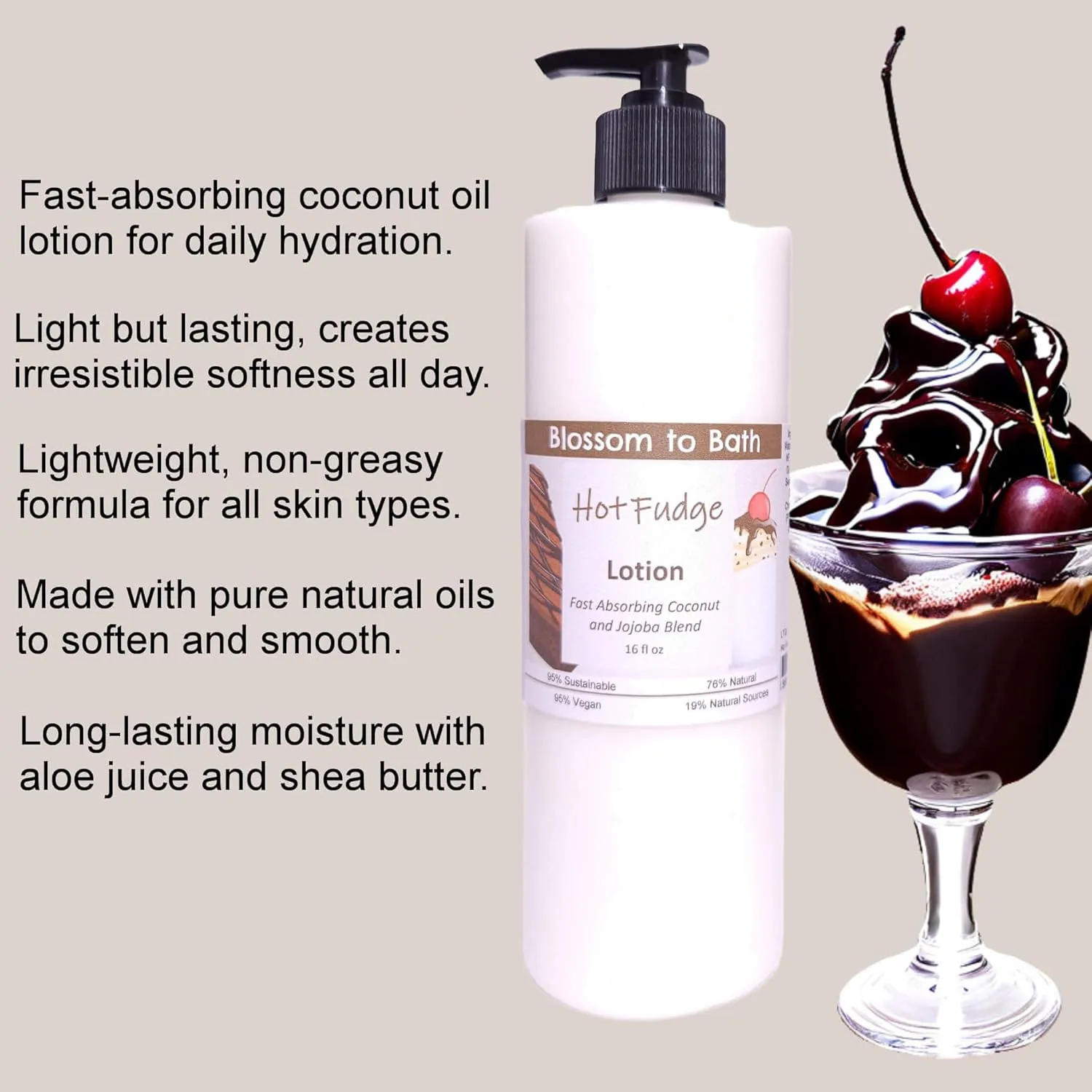 Hot Fudge Lotion (16 ounce) - Phthalate Free Fragrance - Absorbs Quickly with a Mouth Watering Scent