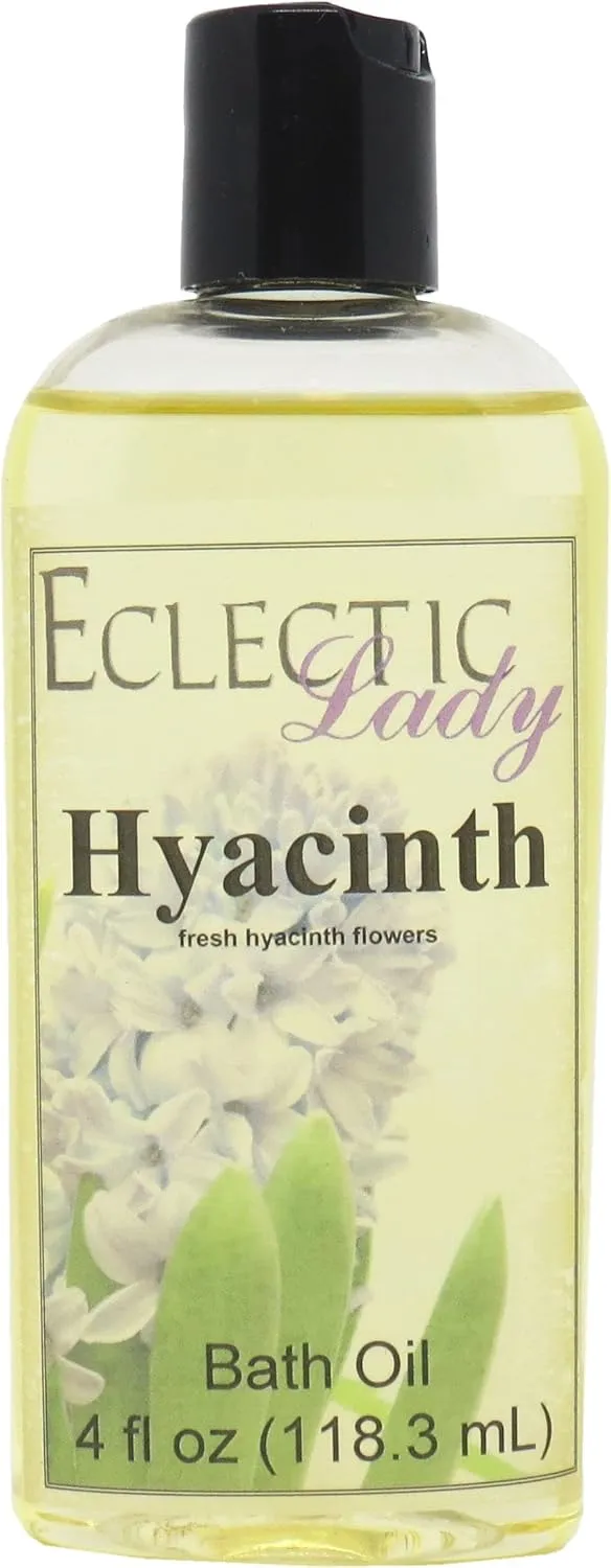 Hyacinth Bath Oil by Eclectic Lady - Scented Bath Oil - Relaxing & Moisturizing Bathing Oil - Fragrance Body Oil for Dry & Rough Sensitive Skin - Body Daily Nourishing Shower Oil (4 oz)