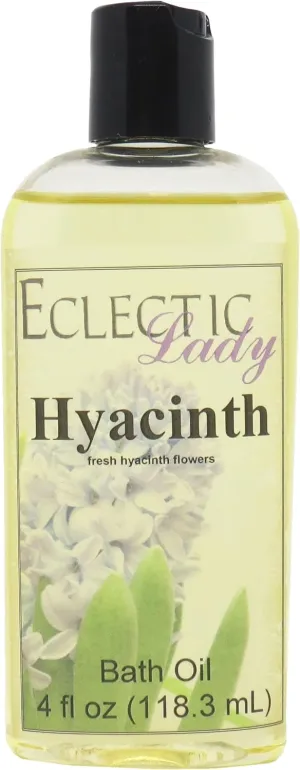 Hyacinth Bath Oil by Eclectic Lady - Scented Bath Oil - Relaxing & Moisturizing Bathing Oil - Fragrance Body Oil for Dry & Rough Sensitive Skin - Body Daily Nourishing Shower Oil (4 oz)