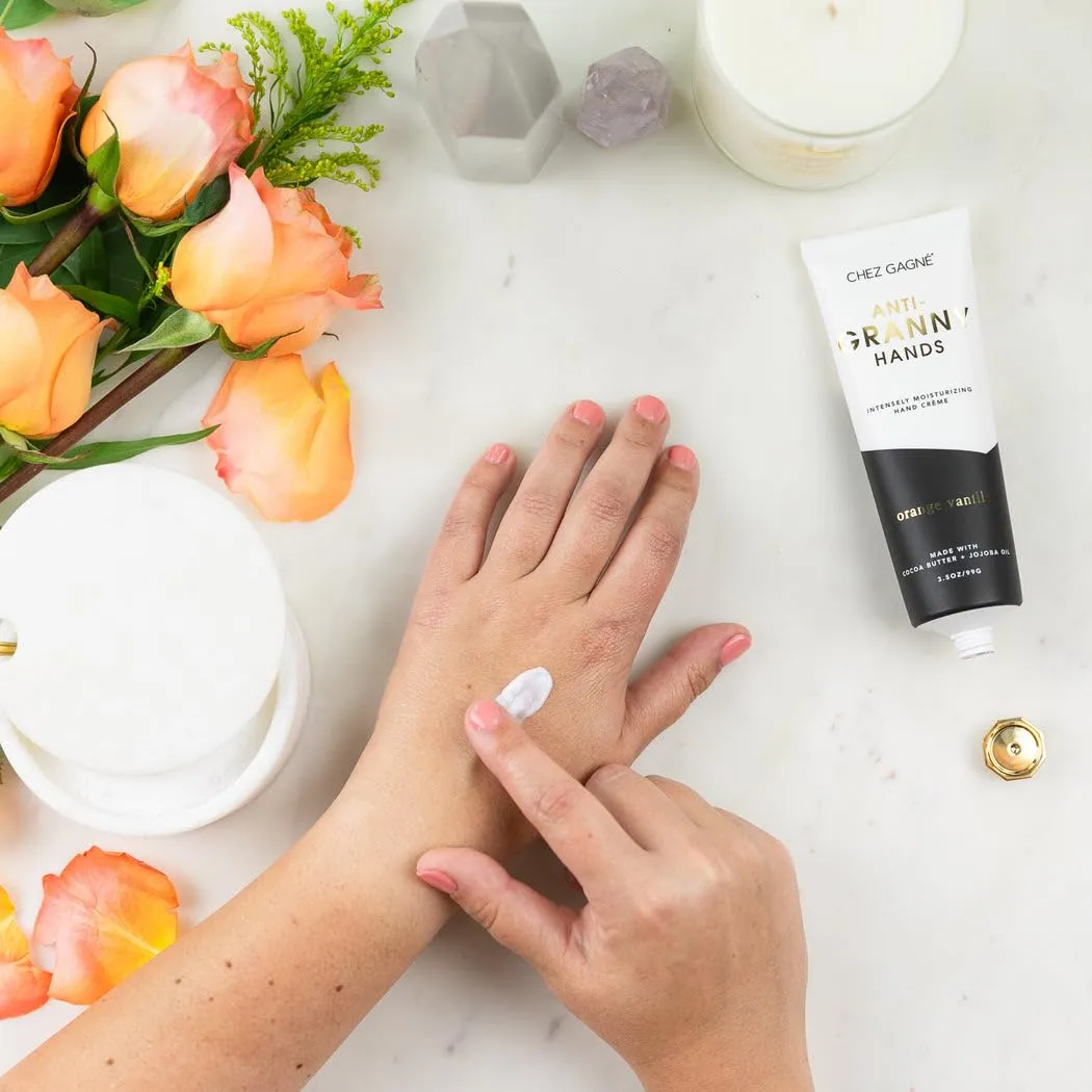 Intensely Moisturizing Vegan Hand Cream (3.4oz) Jojoba Oil Cocoa Butter- Non-Greasy, Fast-Absorbing, Made In US - Anti-Granny Hands (3.4oz, Orange Vanilla)