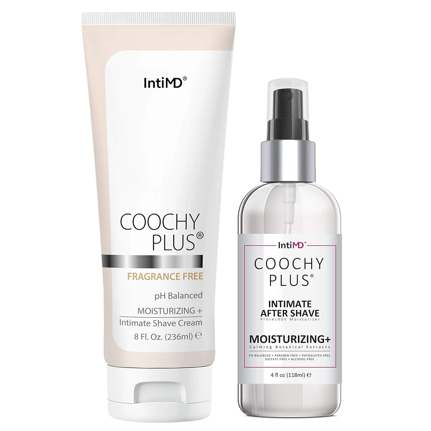 IntiMD Coochy Plus Intimate Shaving Complete Kit - Fragrance Free & After Shave Protection Soothing Moisturizer Mist - Antioxidant Formula Prevents Razor Burns, Itchiness & Ingrown Hair