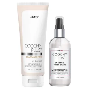 IntiMD Coochy Plus Intimate Shaving Complete Kit - Fragrance Free & After Shave Protection Soothing Moisturizer Mist - Antioxidant Formula Prevents Razor Burns, Itchiness & Ingrown Hair