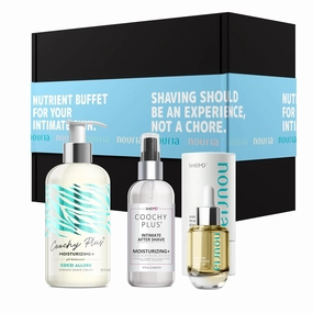 IntiMD Coochy Plus HydroLock Moisturizing   3-Steps Kit Intimate Shave Gift Set: Nouria Pre-Shave Elixir Oil   Coochy Plus Shave Cream Coco Allure   Coochy Plus After Shave Protection Mist
