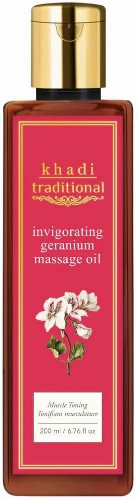 Invigorating Geranium Massage Oil, 6.76 fl oz – Natural Ingredients for Skin & Body Care, Aromatherapy Massage Oil