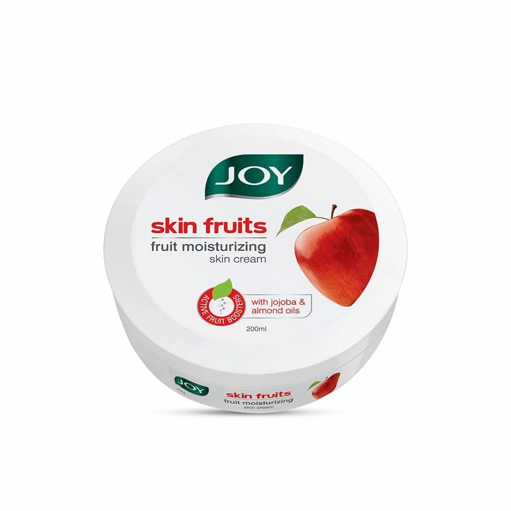 J'oy Skin Fruits Moisturizing Skin Cream With Apple, Jojoba & Almond Oil (200ml) | Quick Absorbing & Non Sticky Moisturizer for Face, Hands & Body | For Healthy, Soft & Glowing Skin