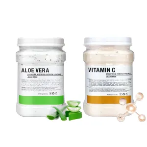 Jelly Mask Hydrating Deep Cleaning Detoxing Healing and Relaxing Premium Modeling Rubber For Facials Professional Set - 2 Treatments (barbados aloe,VC)
