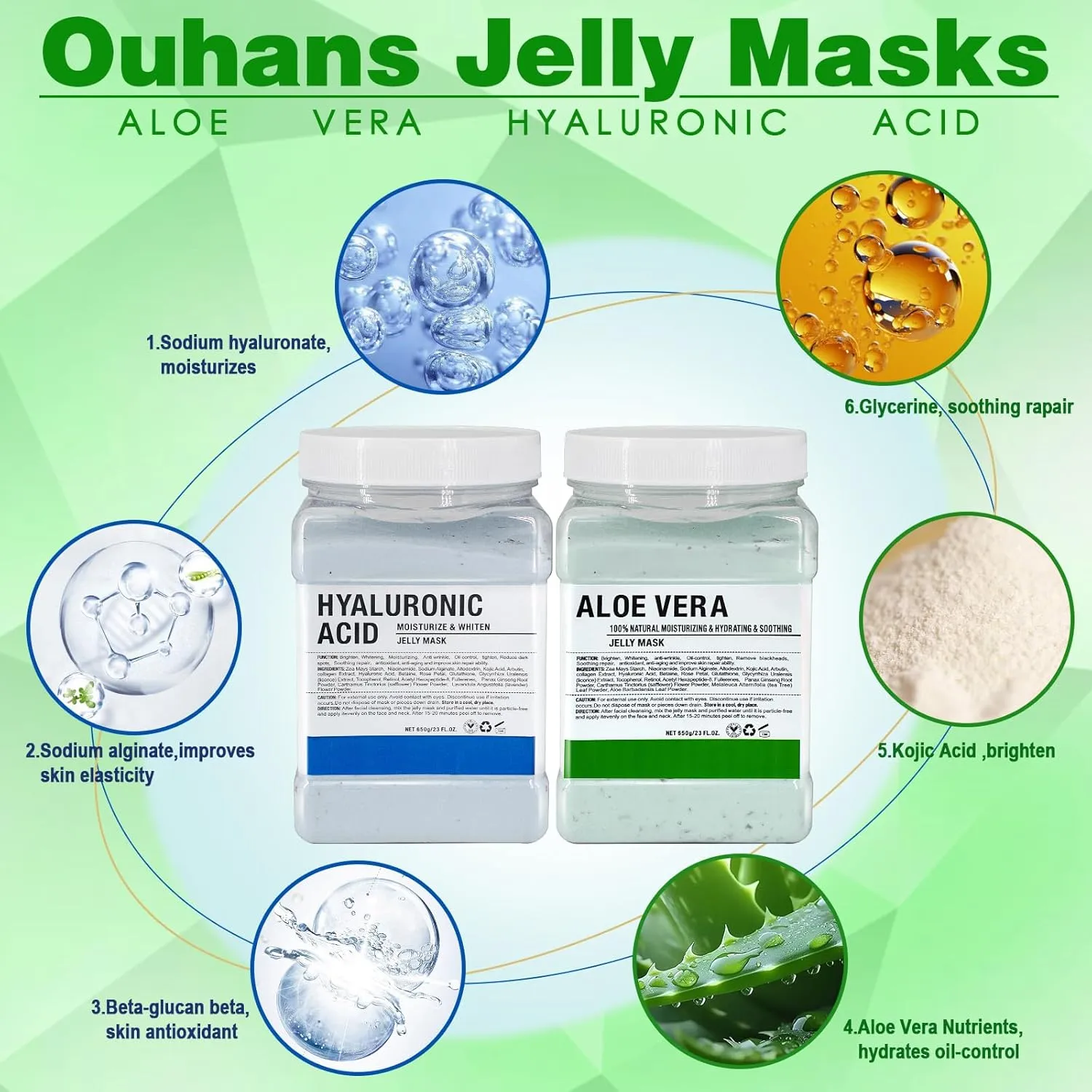 Jelly Mask Set,Hyalorunic Acid Jelly Masks For Facials Professional,Aloe Vera Hydro Jelly Mask,Hydrating Rubber Masks, Facial Mask Mixing Bowl Set And Headband,Birthday Gifts Set for Women
