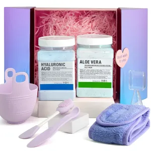 Jelly Mask Set,Hyalorunic Acid Jelly Masks For Facials Professional,Aloe Vera Hydro Jelly Mask,Hydrating Rubber Masks, Facial Mask Mixing Bowl Set And Headband,Birthday Gifts Set for Women