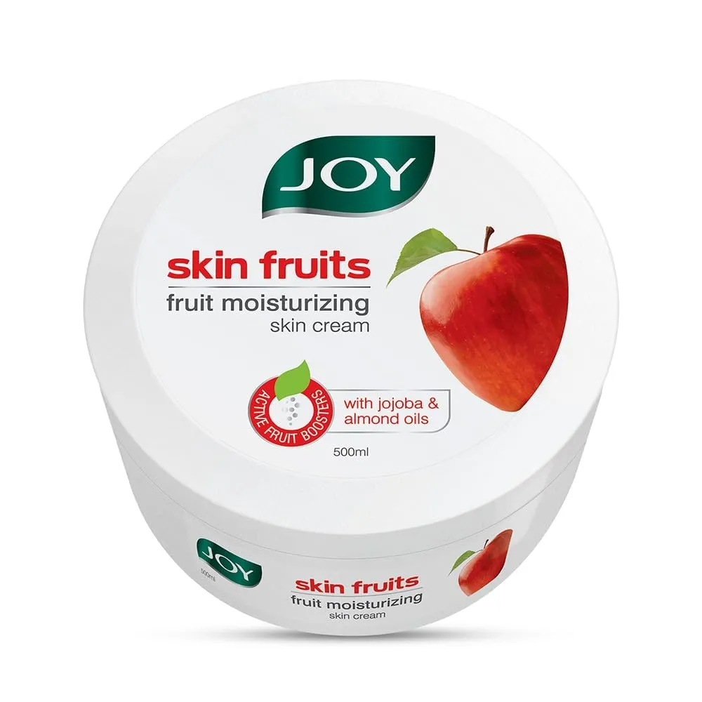 J.oy Skin Fruits Moisturizing Cream With Apple, Jojoba & Almond Oil (500ml) | Quick Absorbing & Non Sticky Cold Cream for Face, Hands & Body | For Healthy, Soft & Glowing Skin