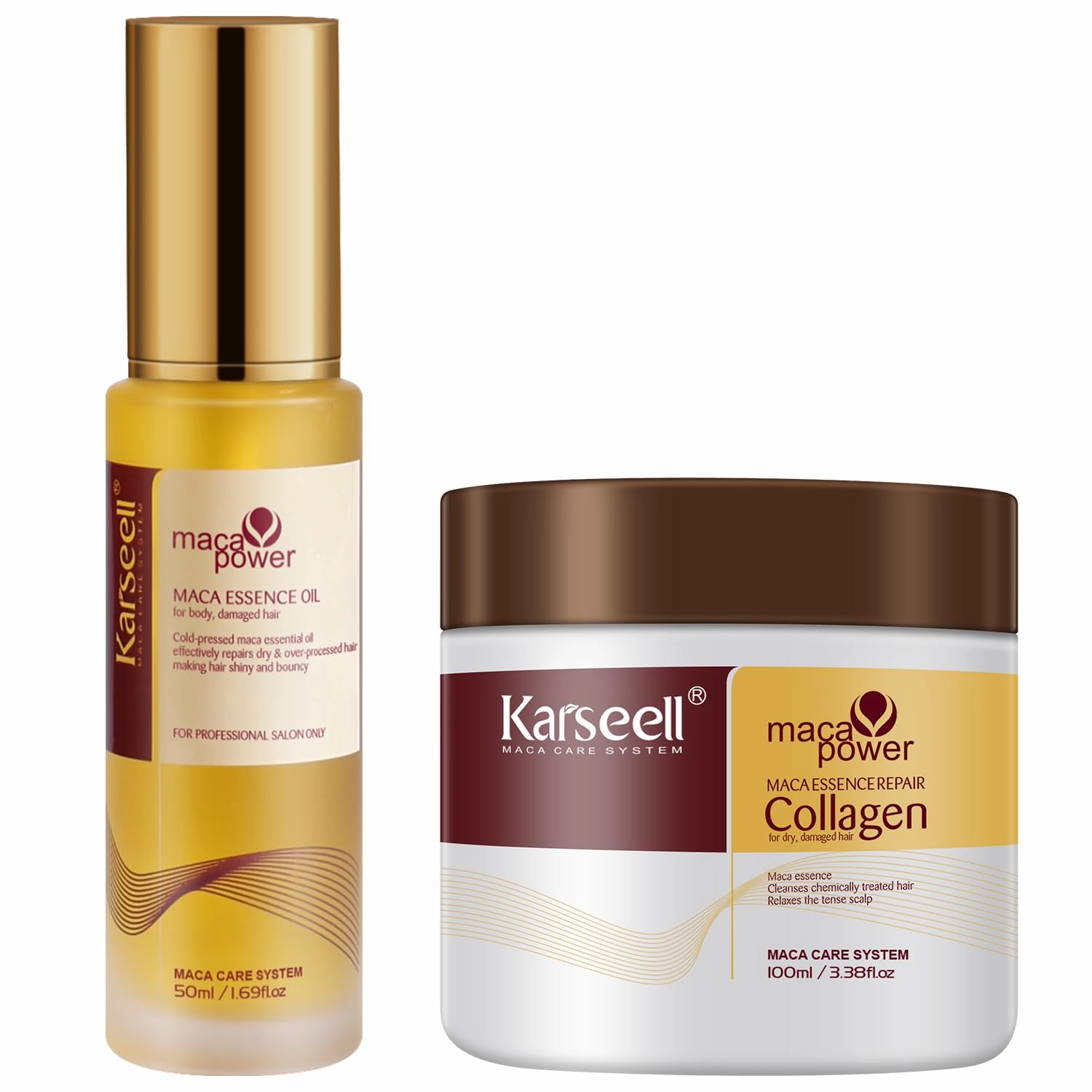 Karseell Collagen Hair Treatment Deep Repair Conditioning All Hair Types 3.38 oz 100ml   Argan Oil Hair Serum for Dry Damaged Hair 50ml