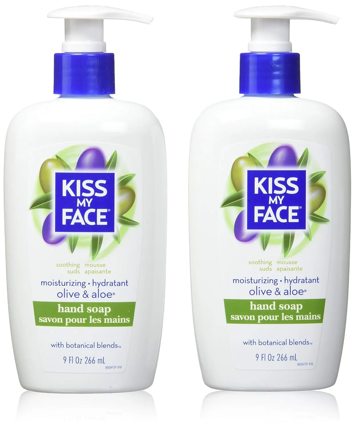 Kiss My Face Moisture Liquid Hand Soap, Green, Olive Oil & Aloe Vera, 54 Fl Oz, Pack of 6
