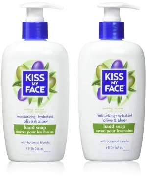 Kiss My Face Moisture Liquid Hand Soap, Green, Olive Oil & Aloe Vera, 54 Fl Oz, Pack of 6