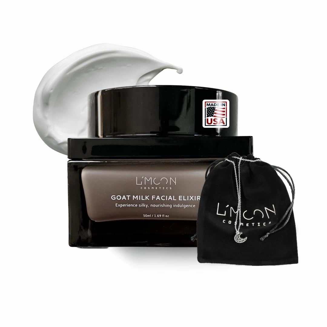 L'Moon Organic Goat Milk Facial Elixir Cream - Rejuvenating Face Cream, Anti-Aging Moisturizing Face Cream, Moisturizerface, Hydrating Facial, Fragrance Free Cream, Moisturizer (Cream   Bag)