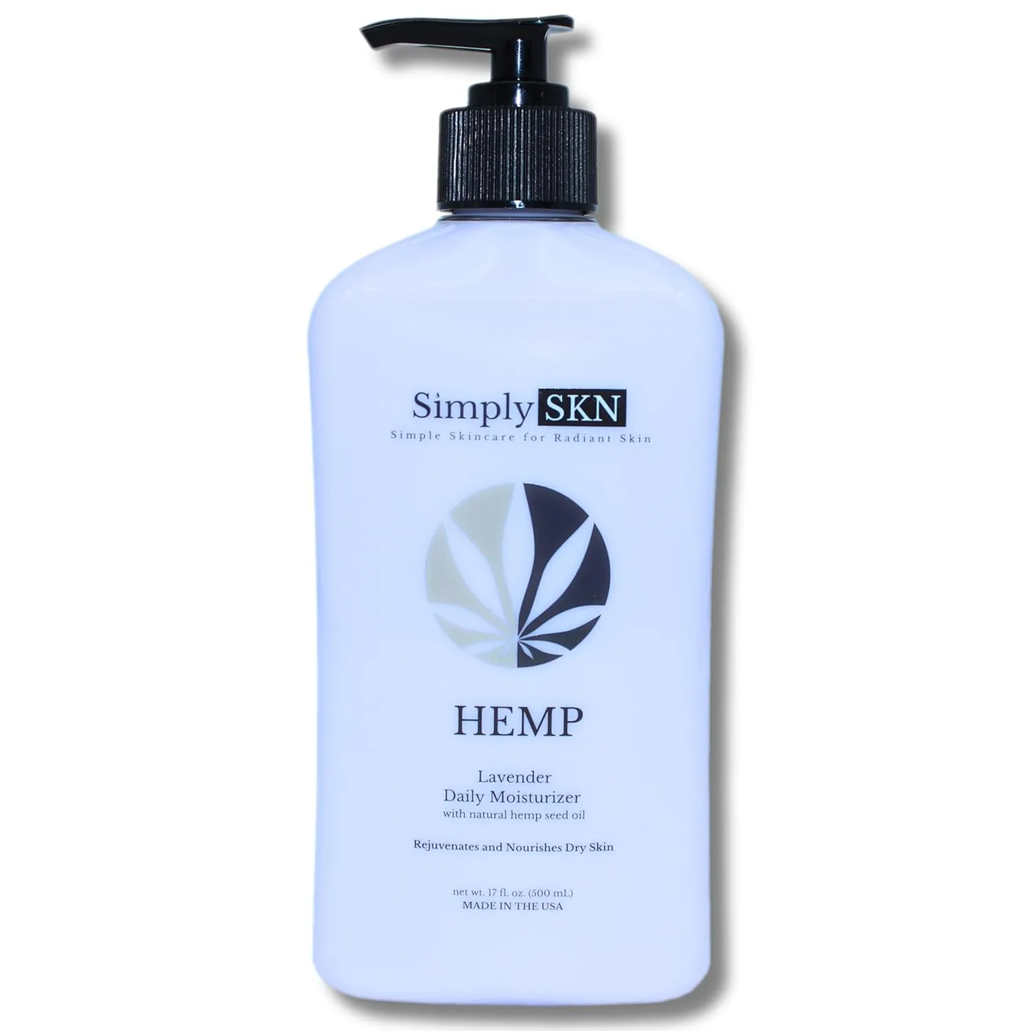 Lavender, Daily Moisturizing Hemp Body Lotion with Natural Hemp Seed Oil, Shea Butter and Jojoba Oil, Relaxing Lavender Scent, 17 fl. oz, Made in USA