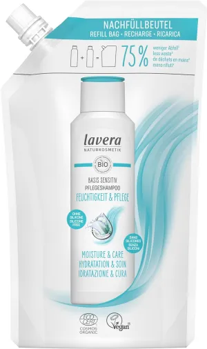 lavera Refill bag basis sensitiv Shampoo Moisture & Care - without silicone - Intensive moisture & gentle care - vegan - natural cosmetics - 500 ml