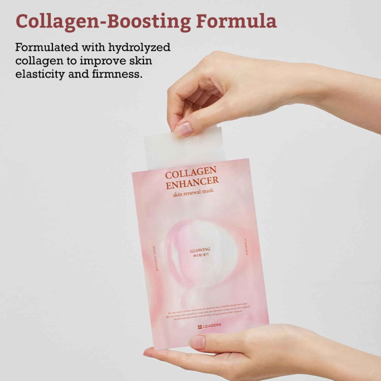 LEADERS Collagen Enhancer Skin Renewal Mask – Boosts Elasticity, Firmness & Hydration for a Plump – Hydrating Face Mask with Hydrolyzed Collagen, Plant Extracts, & Moisture-Rich Formula – 10 Sheets