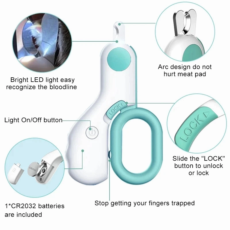 LED Light Nail Clipper for Cats & Dogs - Professional Pet Grooming Tool