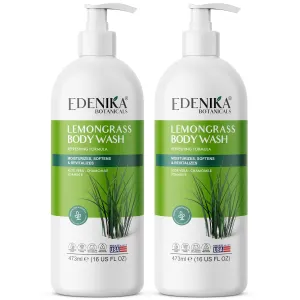 Lemongrass Refreshing Body Wash with Aloe Vera & Vitamin E, Cooling, Moisturizing & Nourishing, Natural Body Wash for All, Dry & Sensitive Skin, 16 fl oz (Pack of 2)